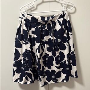 Floral Skirt in Navy and White
